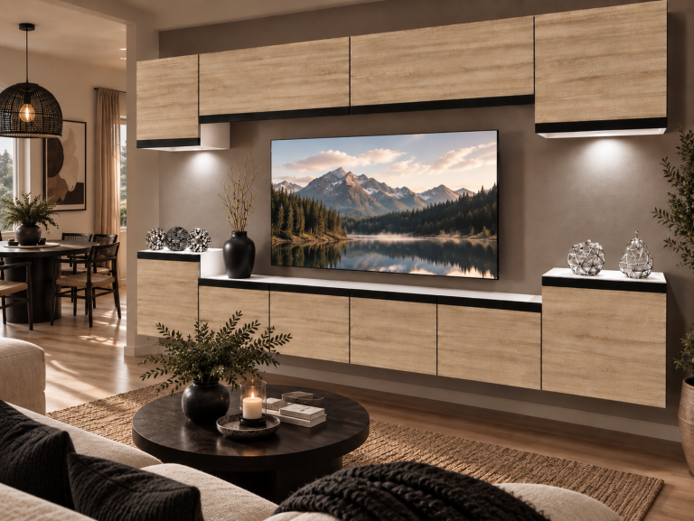 Meblościanka Prestige 300 cm TV/RTV dębowa dąb wotan dąb sonoma Producent IMP P Hepburn 4/5/W/DS/0/0/CM