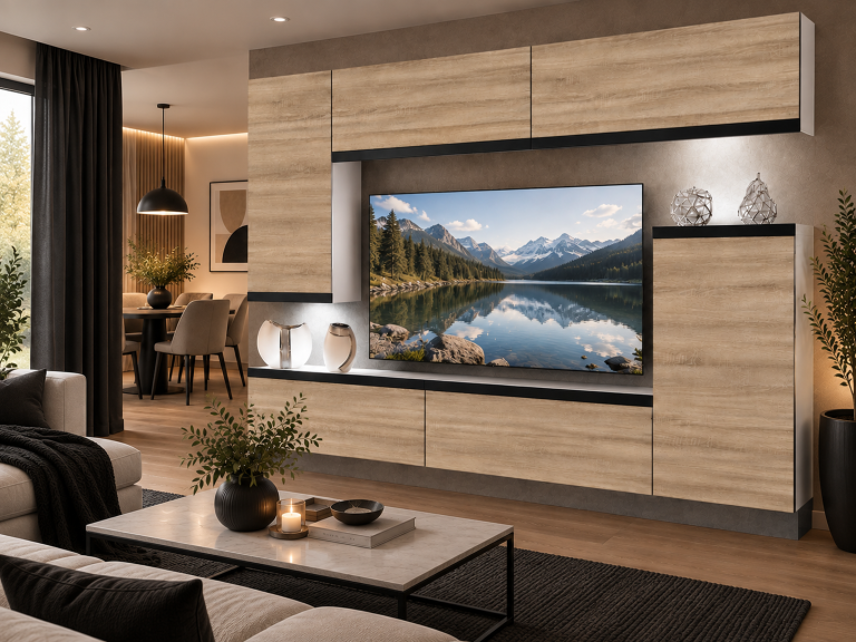 Meblościanka Prestige 250 cm TV/RTV dębowa dąb wotan dąb sonoma Producent IMP P Woody 8/5/W/DS/0/0/CM