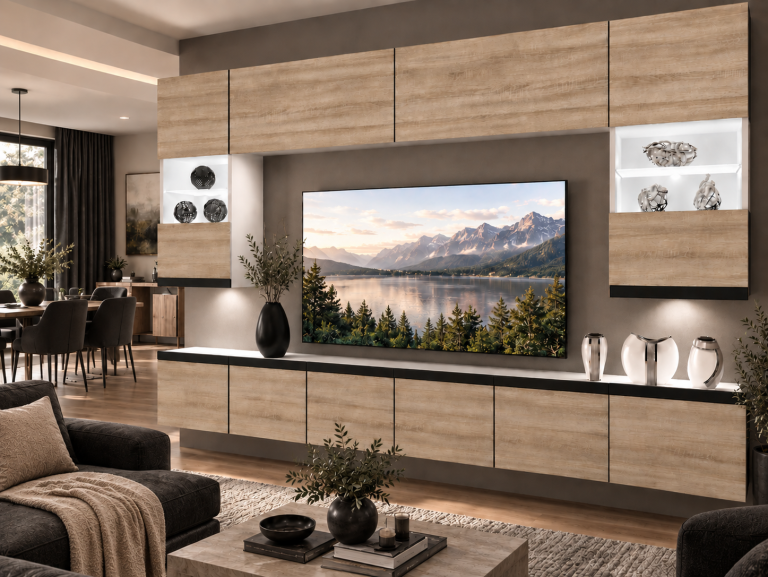 Meblościanka Prestige 300 cm TV/RTV dębowa dąb wotan dąb sonoma Producent IMP P1 Nolan 1/5/W/DS/0/0/CM