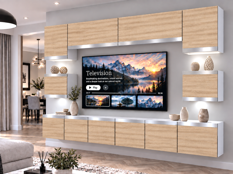 Meblościanka Prestige 300 cm TV/RTV dębowa dąb wotan dąb sonoma Producent IMP P Tarantino 3/5/W/DS/0/0/SL