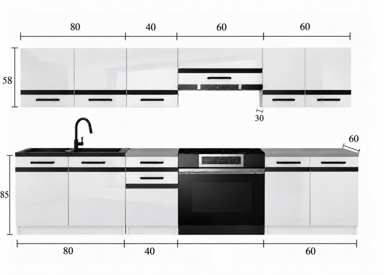 Meble kuchenne Prestige 240 cm dąb sonoma bez blatu Producent TOR P Salvador/0/WT/DS/BB/A1/CM