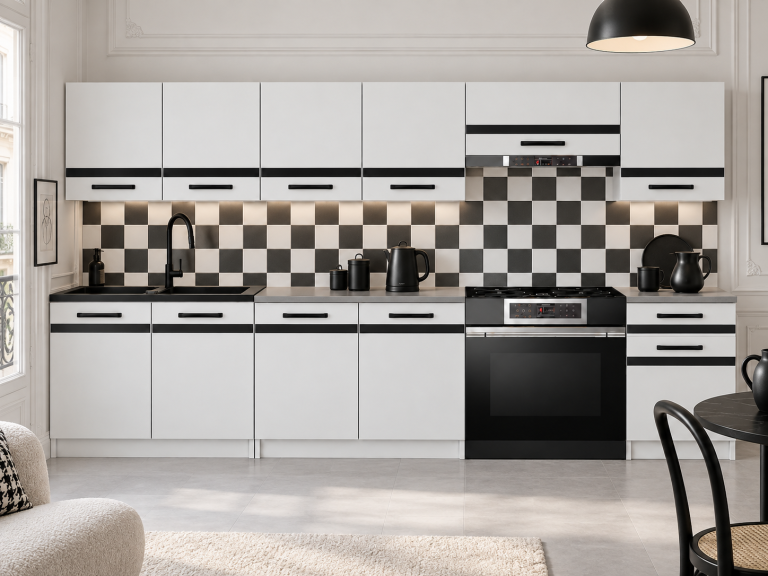 Meble kuchenne Prestige 260 cm biały mat bez blatu Producent TOR P Frida/0/WT/WT/BB/A1/CM