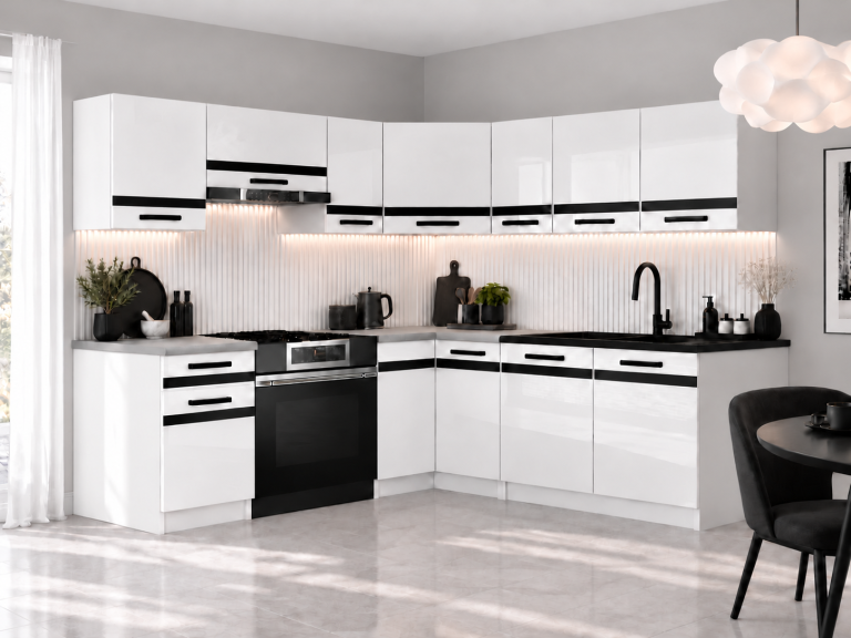 Meble kuchenne Prestige 360 cm biały połysk bez blatu Producent INF P Pablo/0/WT/W/BB/A1/CM