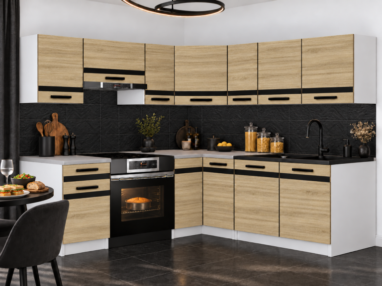 Meble kuchenne Prestige 360 cm dąb sonoma bez blatu Producent TOR P Pablo/0/WT/DS/BB/A1/CM