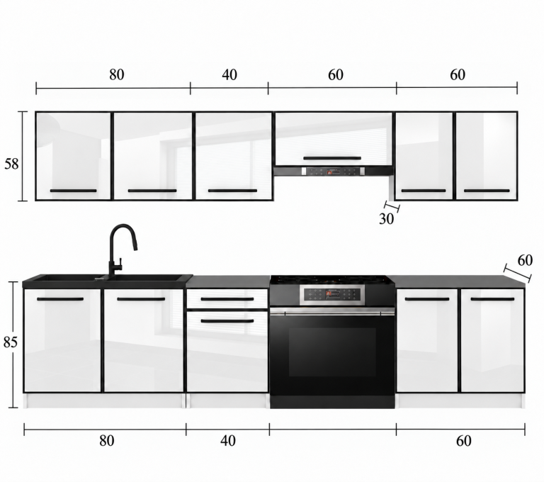 Meble kuchenne Linea 240 cm heban królewsk z blatem Producent TOR L Salvador/0/WT/HK/0/A1