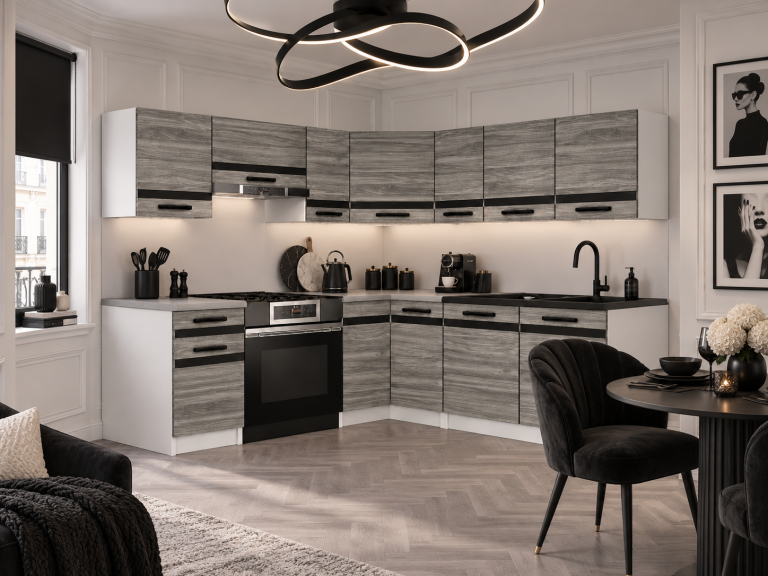 Meble kuchenne Prestige 360 cm glamour wood z blatem Producent TOR P Pablo/0/WT/GW1/0/A1/CM