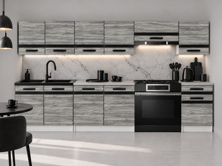 Meble kuchenne Prestige 260 cm glamour wood z blatem Producent TOR P Frida/0/WT/GW1/0/A1/CM
