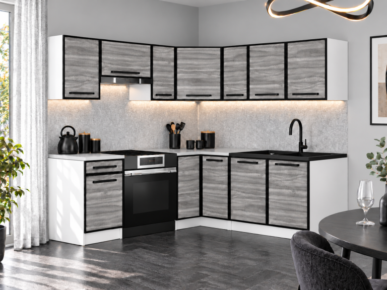 Meble kuchenne Linea 360 cm glamour wood z blatem Producent TOR L Pablo/0/WT/GW1/0/A1