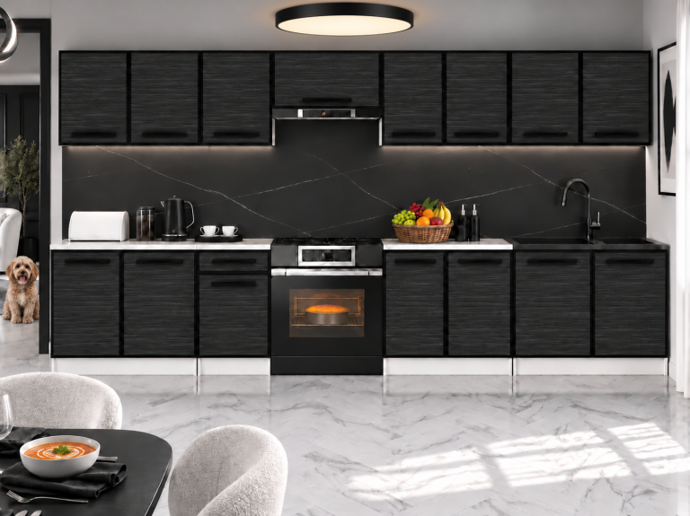 Meble kuchenne Linea 320 cm heban królewski bez blatu Producent TOR L Vincent/0/WT/HK/BB/A1