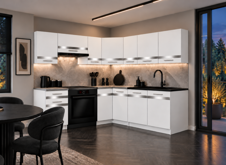 Meble kuchenne Prestige 360 cm biały mat bez blatu Producent TOR P Pablo/0/WT/WT/BB/C1/SL