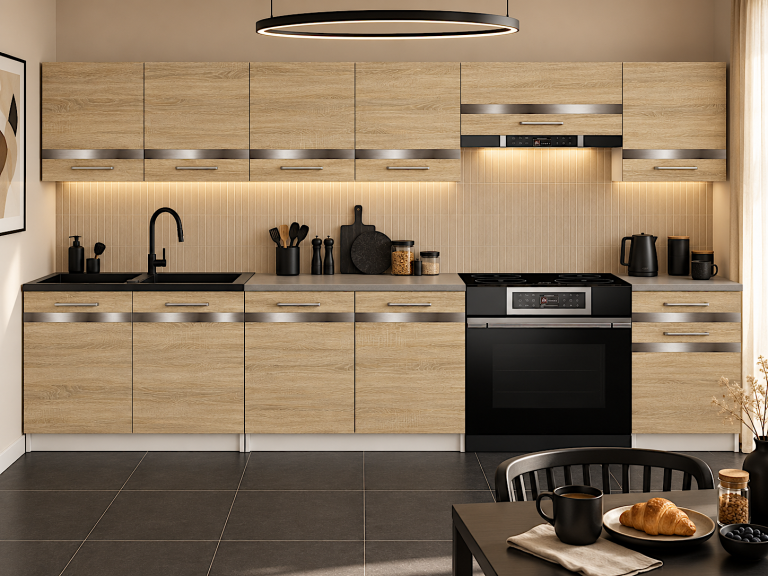 Meble kuchenne Prestige 260 cm dąb sonoma bez blatu Producent TOR P Frida/0/WT/DS/BB/C1/SL