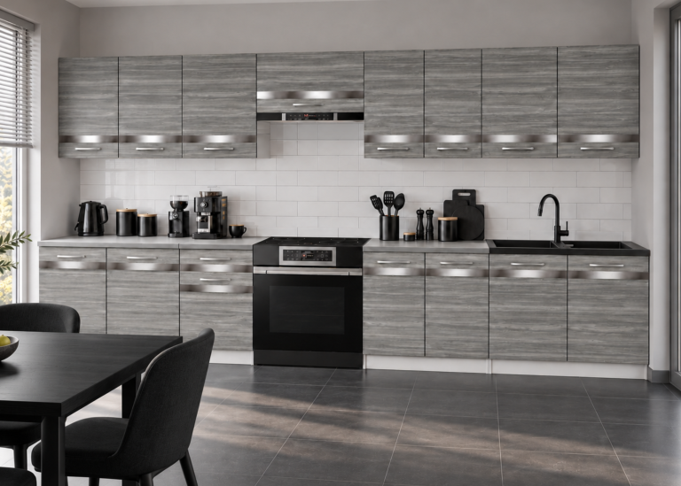 Meble kuchenne Prestige 320 cm glamour wood z blatem Producent TOR P Vincent/0/WT/GW1/0/C1/SL