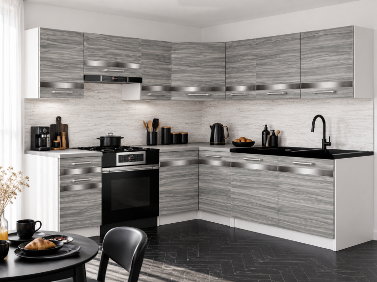 Meble kuchenne Prestige 360 cm glamour wood bez blatu Producent TOR P Pablo/0/WT/GW1/BB/C1/SL