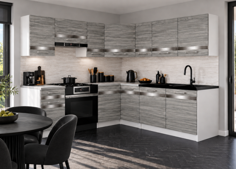 Meble kuchenne Prestige 360 cm glamour wood bez blatu Producent TOR P Pablo/0/WT/GW1/BB/C1/SL