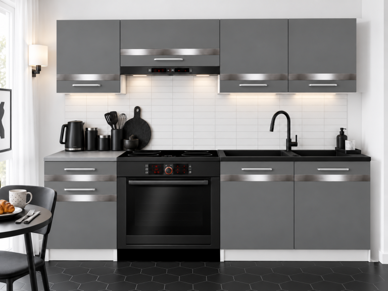 Meble kuchenne Prestige 180 cm szary mat bez blatu Producent TOR P Leonardo/0/WT/SR/BB/C1/SL
