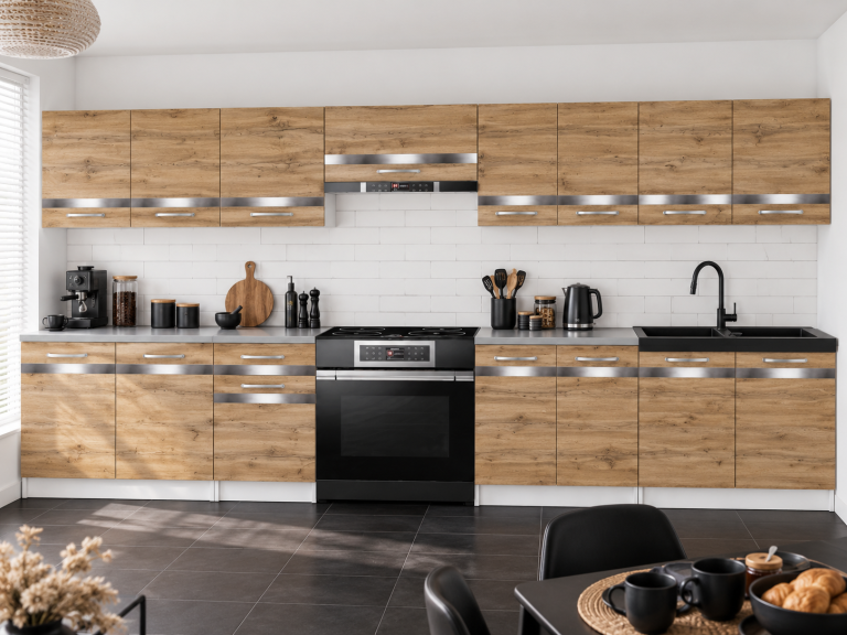 Meble kuchenne Prestige 320 cm dąb wotan bez blatu Producent TOR P Vincent/0/WT/DW/BB/C1/SL