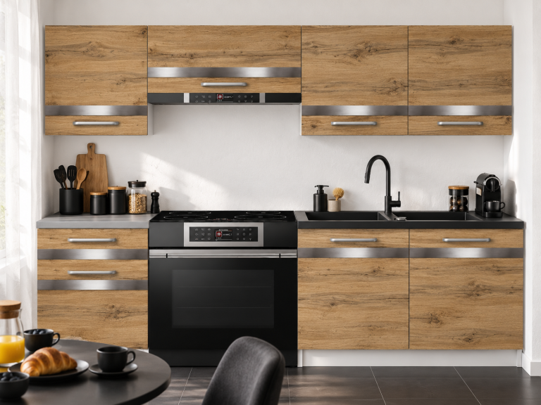 Meble kuchenne Prestige 180 cm dąb wotan bez blatu Producent TOR P Leonardo/0/WT/DW/BB/C1/SL