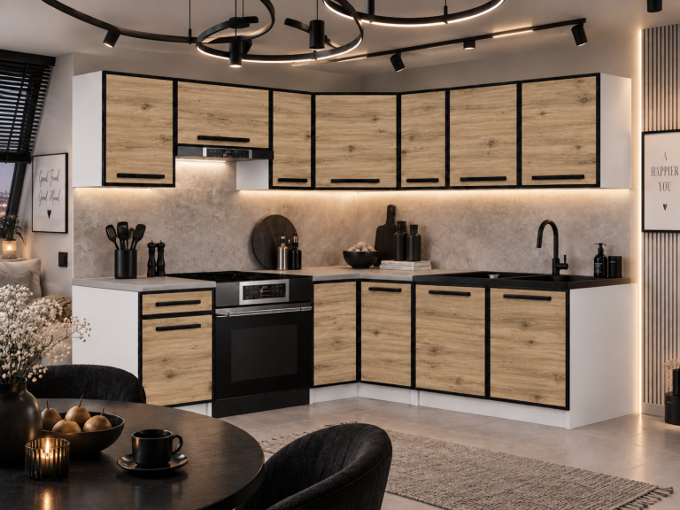 Meble kuchenne Linea 360 cm dąb wotan bez blatu Producent TOR L Pablo/0/WT/DW/BB/A1