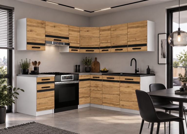 Meble kuchenne Prestige 360 cm dąb wotan z blatem Producent TOR P Pablo/0/WT/DW/0/A1/CM