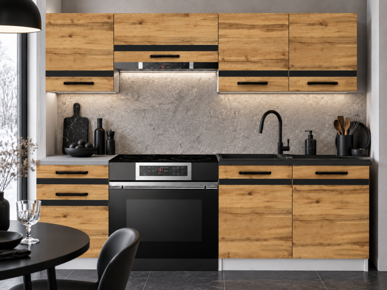 Meble kuchenne Prestige 180 cm dąb wotan bez blatu Producent TOR P Leonardo/0/WT/DW/BB/A1/CM